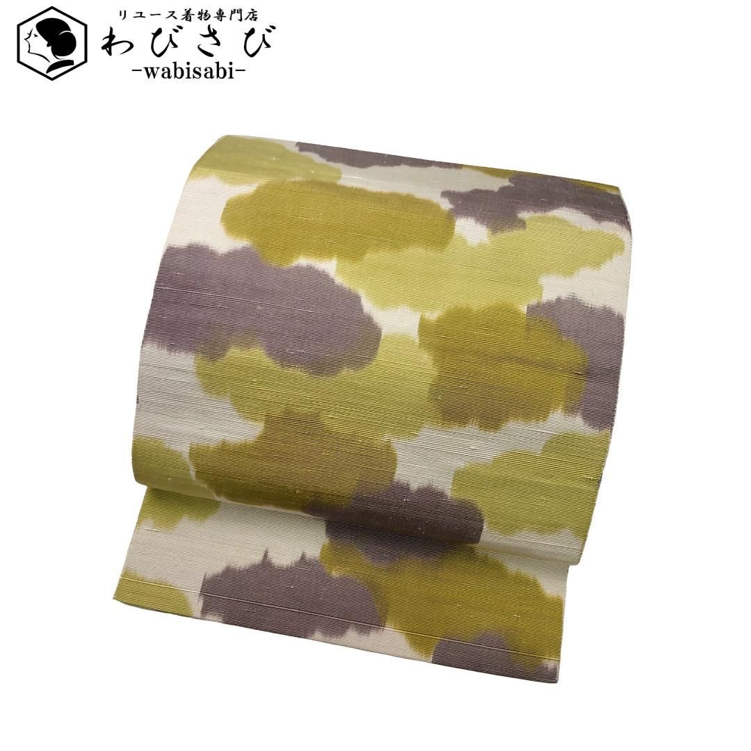 名古屋帯 紬 雲柄 乳白色 O-5819