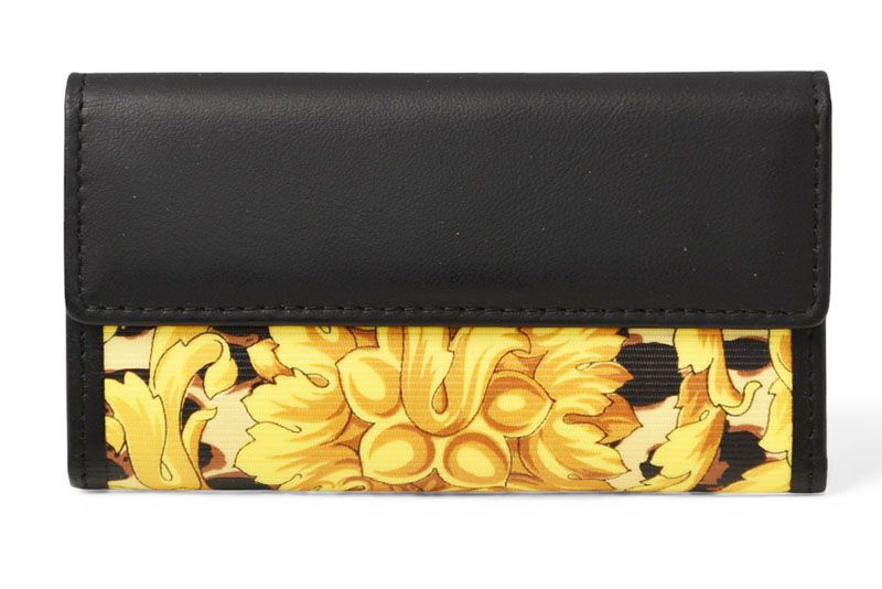 ヴェルサーチ キーケース 5連 VERSACE ヴィンテージ フラワー ブラック ゴールド