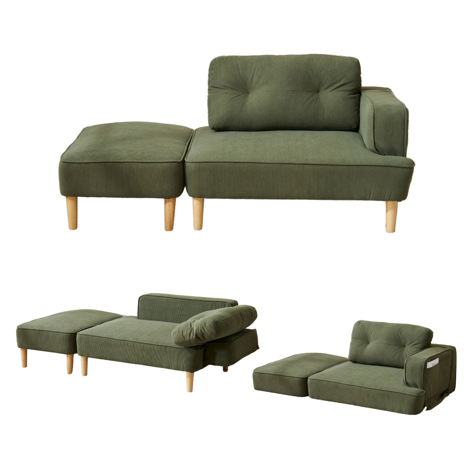 数量 2-3人掛けソファー L字カウチソファ ソファベッド 自由 ダイニングソファー オットマン付き コーナーソファー 5 WAY 左右対応 調節 肘掛け 脚取付 おしゃれ ブラック