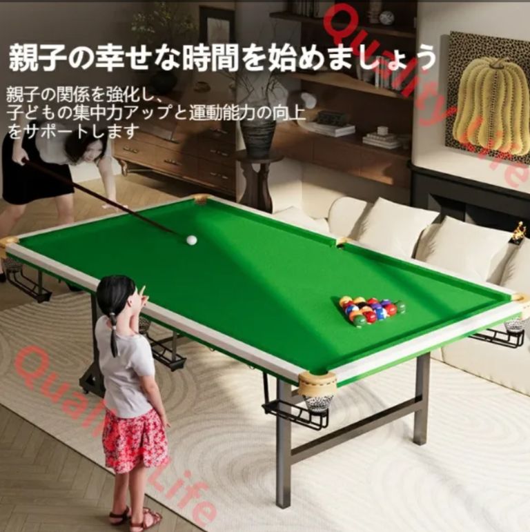 折りたたみ式 ビリヤード＆卓球台 2 in 1 家庭用練習テーブル 大人用 中式 室内用 五点練習 標準サイズ 縦型折りたたみ式 mCarbonSteelCorners TableTennis
