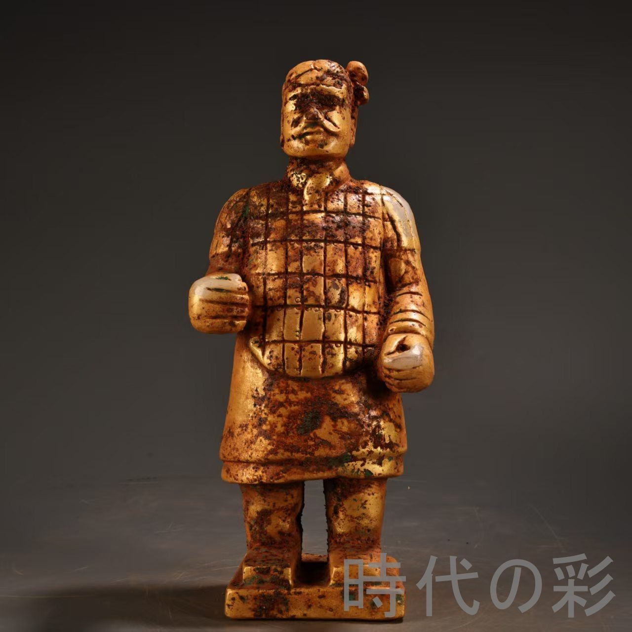 中国古美術 旧蔵『白玉彫刻 站人勇人物』古玉彫刻 唐物 文房置物 賞物