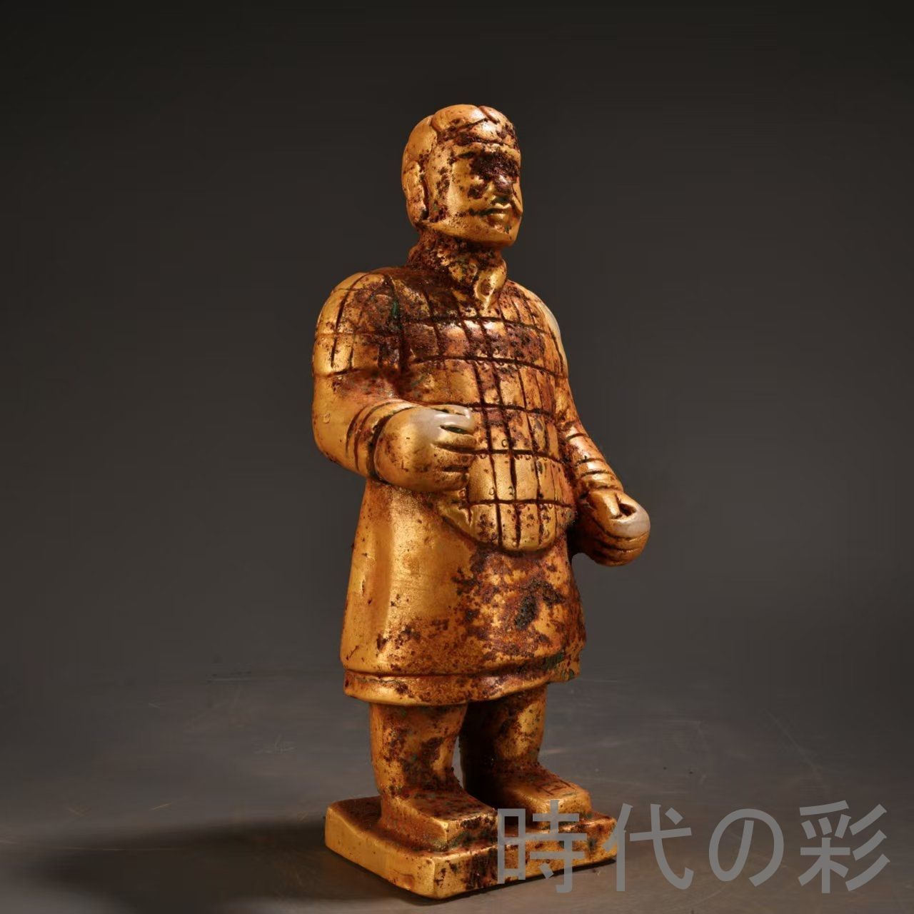 中国古美術 旧蔵『白玉彫刻 站人勇人物』古玉彫刻 唐物 文房置物 賞物