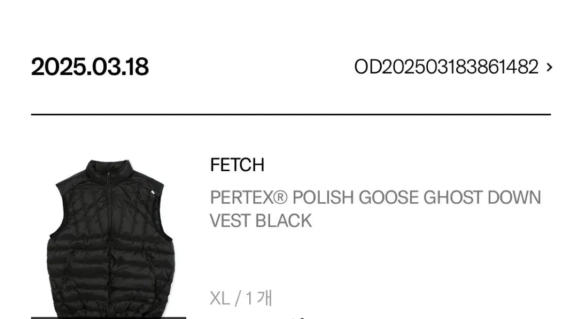 FETCH フェッチ パーテックス ポリッシュ グース ゴーストダウン ベストXL
