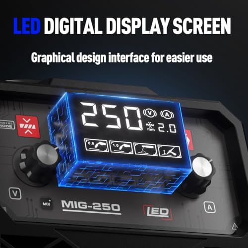 ANDELI 半自動溶接機 120 AノンガスMIG|アーク溶接|lift TIG 100 V|200 V兼用 インバーター直流溶接機 MIG溶接 半自動 LEDスクリーン MIG-250 MINI