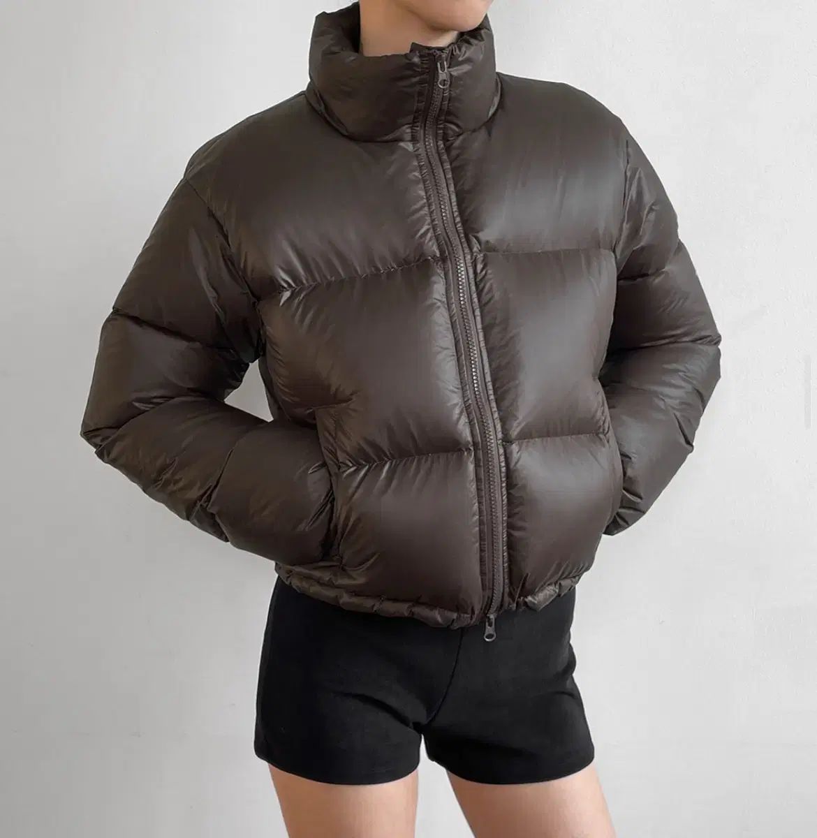 BLACKUP ジェニ ダックダウン クロップドダウン ディープブラウン