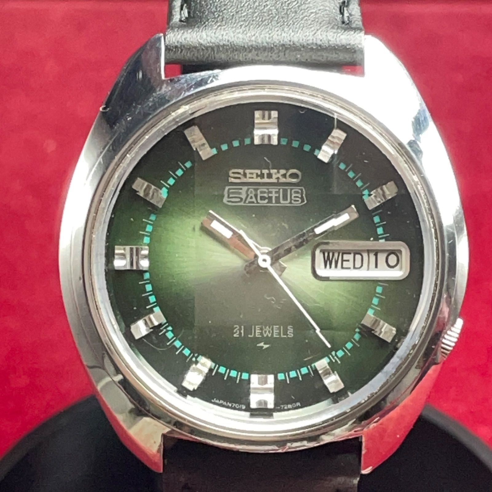 9面ガラス風防純正新品 SEIKO 5 ACTUS 自動巻 日本製 革ベルト新品