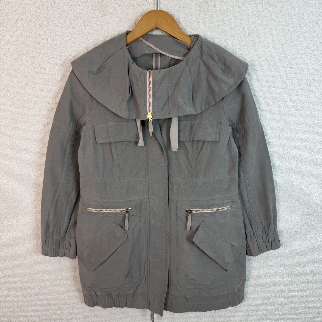 RED VALENTINO レッドヴァレンティノ ミリタリージャケット コート フリル グレージュ レディース 古着 モード カジュアル