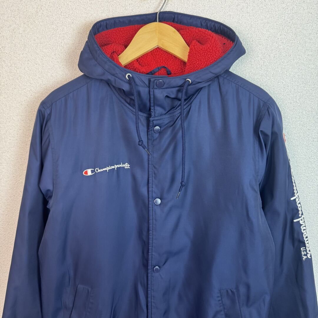 Supreme シュプリーム Champion チャンピオン ベンチコート 裏ボア ロゴ刺繍 ネイビー Sサイズ メンズ 古着 ストリート スポーツMIX