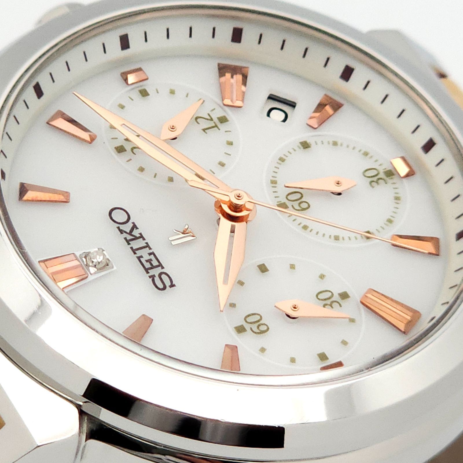 ☆良品 SEIKO セイコー ルキア V175-0AJ0 クロノグラフ ソーラーQZ