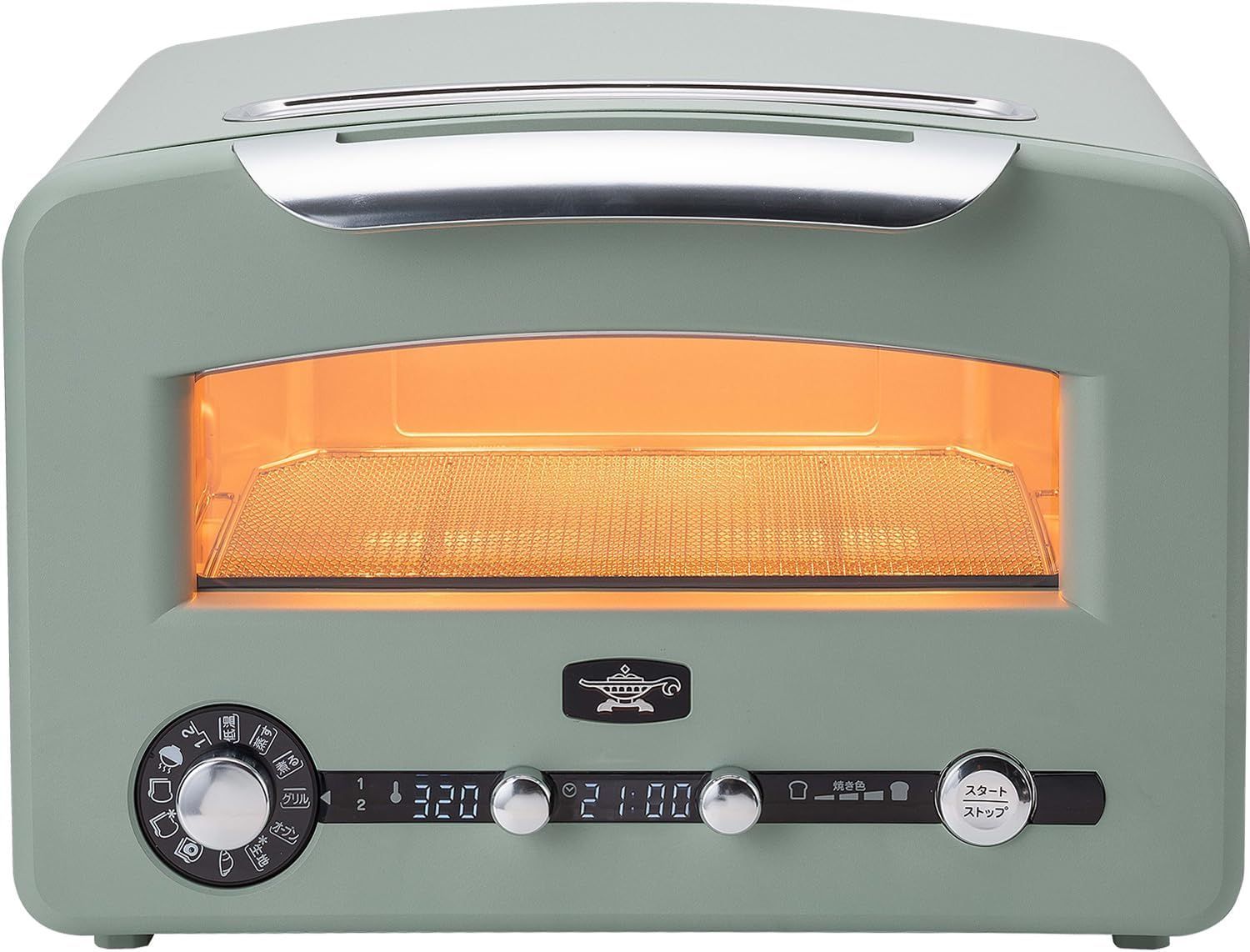 Aladdin アラジン グラファイト グリル トースター 焼き 低温調理 炊飯 調理メニュー12種 レシピブック グリルパン 炊飯釜付き 遠赤グラファイト 搭載 グリーン AET GP 14 B G