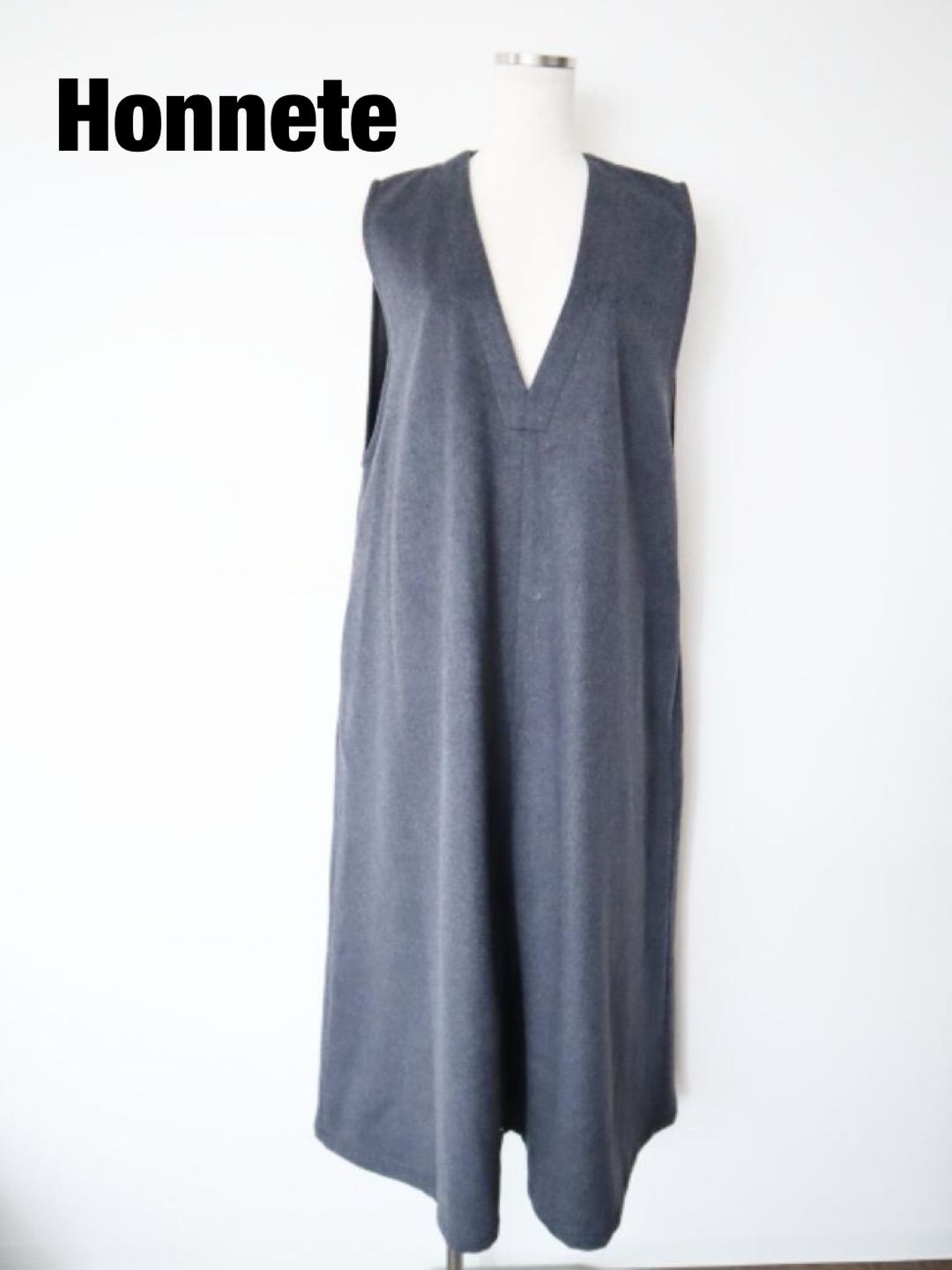 2025年製 Honnete オネット ジャンパースカート F フリー チャコールグレー ロング シンプル 大人 み 6460743