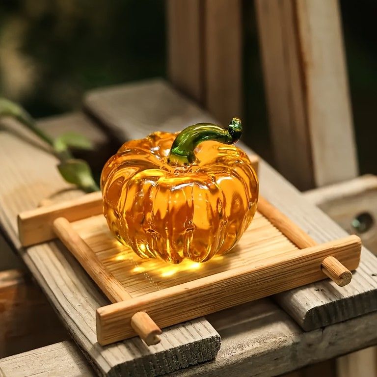 手作りガラス】クリスタルパンプキン置物 ハロウィン/クリスマス/誕生
