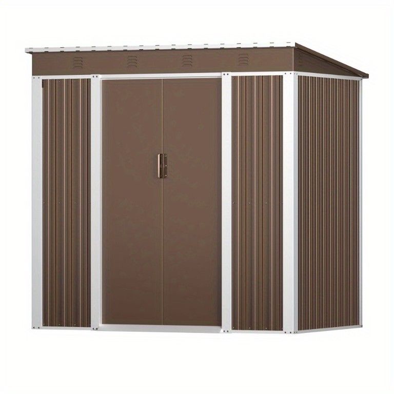 耐久性抜群＆大容量 屋外用スチール製収納庫 幅192 cm 奥行125 高さ18 防錆 防水 スライドドア付 ガーデニング用品やアウトドアグッズの収納に最適 ブラウン
