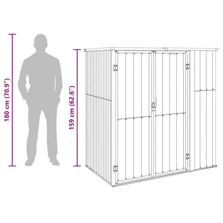 省スペース屋外収納 耐久性プラスチックパネル＆亜鉛メッキ鋼製 物置小屋 161 x 89 cm 工具 ガーデニング用品 自転車 スポーツ用品の整理に最適 通気システム＆地面アンカーで安定 ブラウン