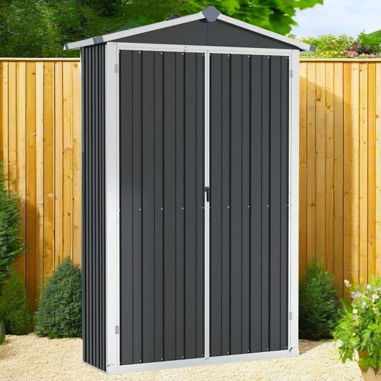 省スペース＆大容量 屋外用スチール製物置 cm 工具収納|ガーデニング用品収納|防災グッズ収納 頑丈ガルバナイズド鋼板 アントラーズカラー