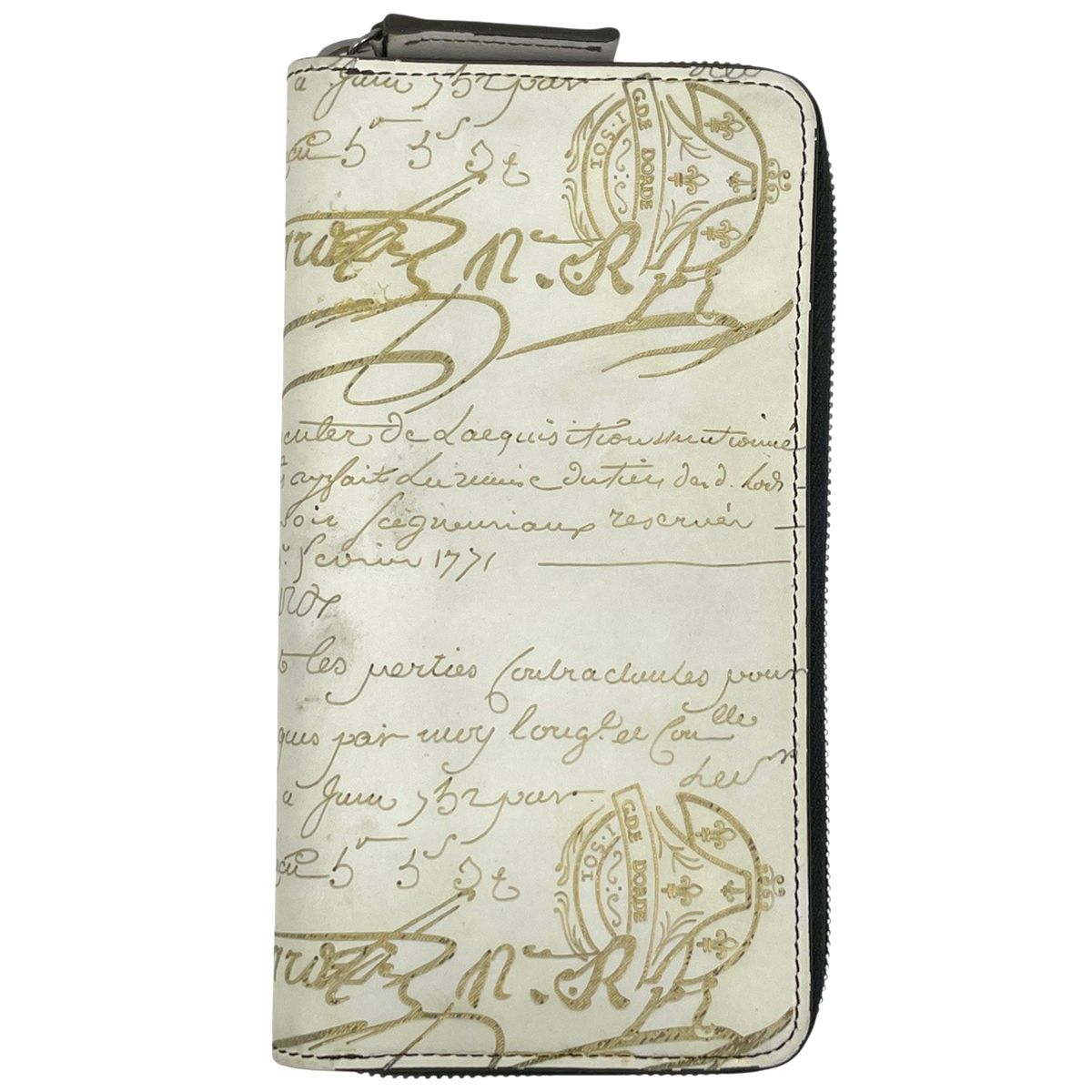 ベルルッティ Berluti イタウバ 長財布 カリグラフィラウンドファスナー レザー ホワイト メンズ