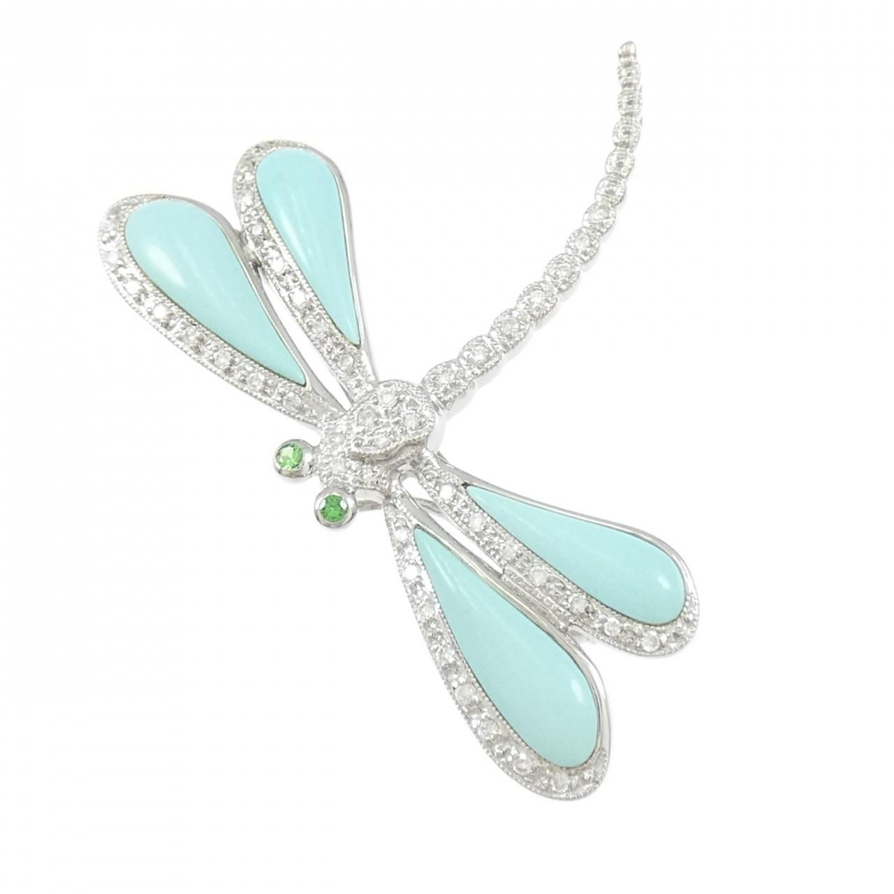 K 18 WG トンボ ストーン ブローチ