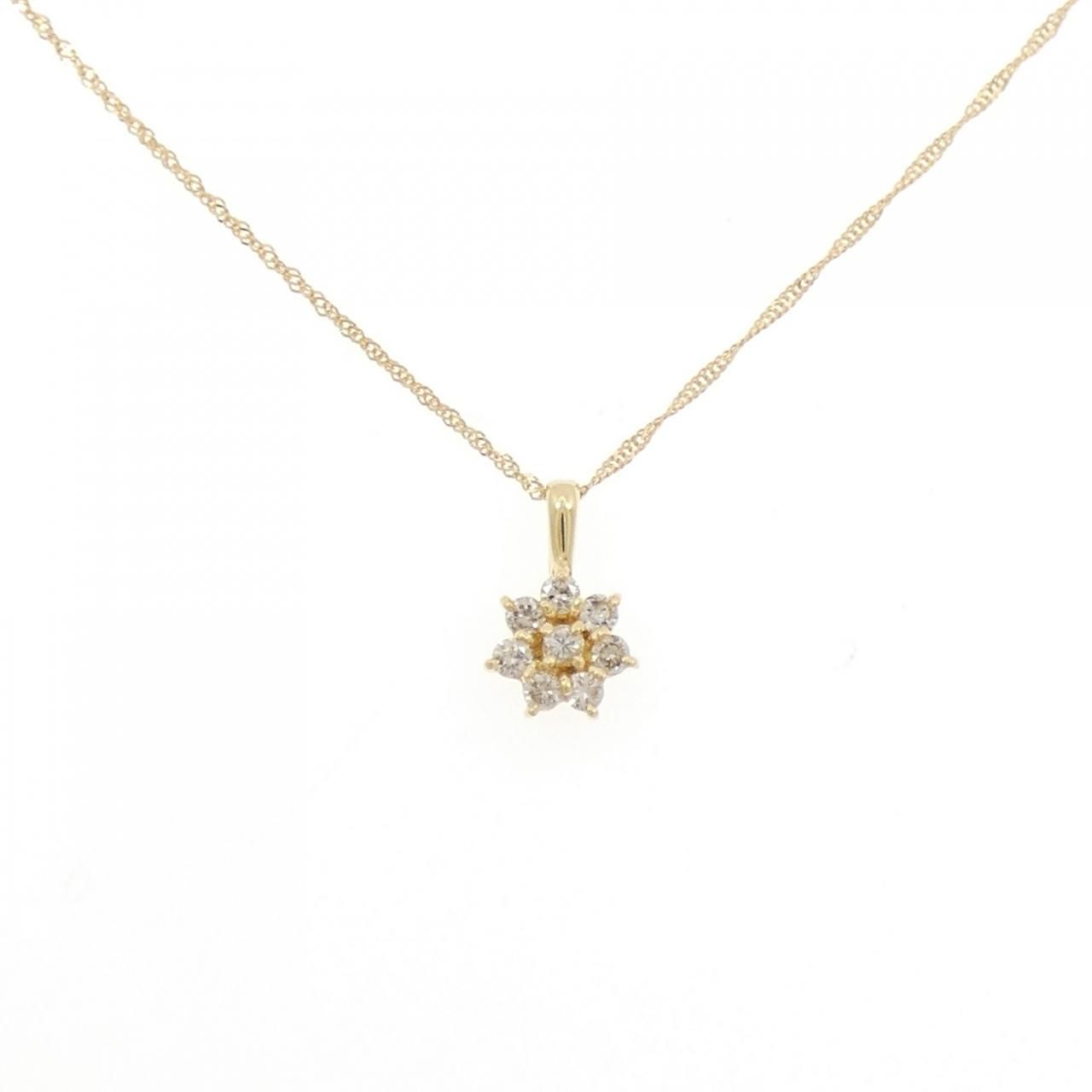 K 18 YG 750 フラワー ダイヤモンド ネックレス 0 22 CT