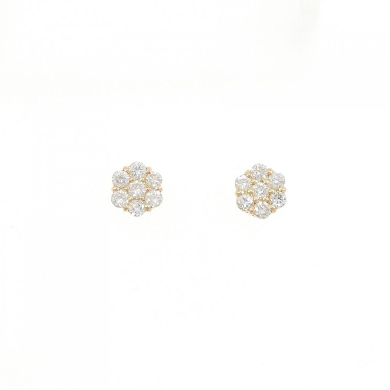 K 18 YG フラワー ダイヤモンド ピアス 0.50 CT