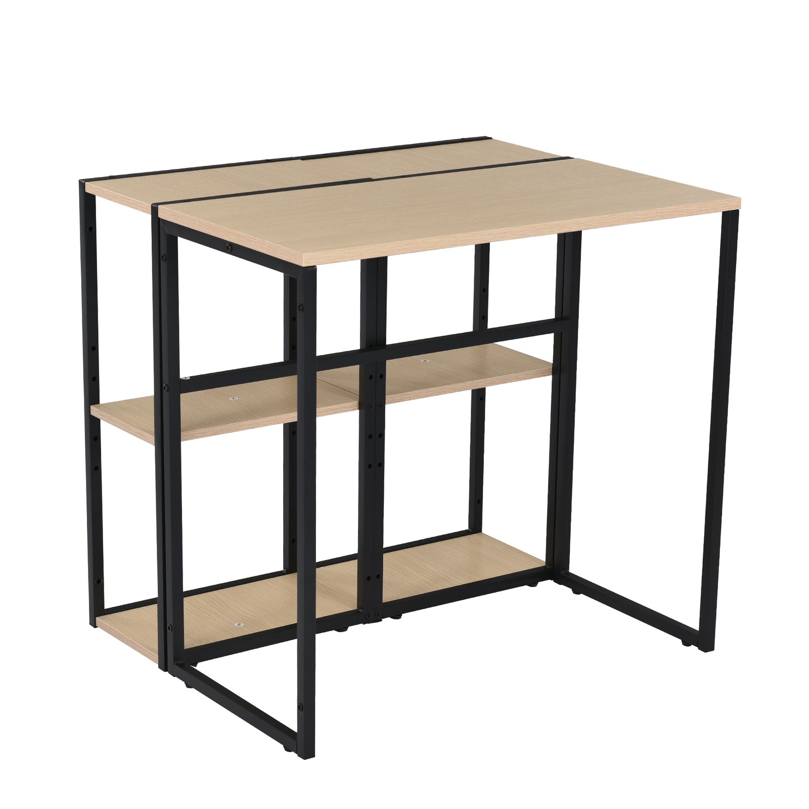 パソコンデスク H型 木製 学習机 オフィスデスク ミシン台 収納ラック2