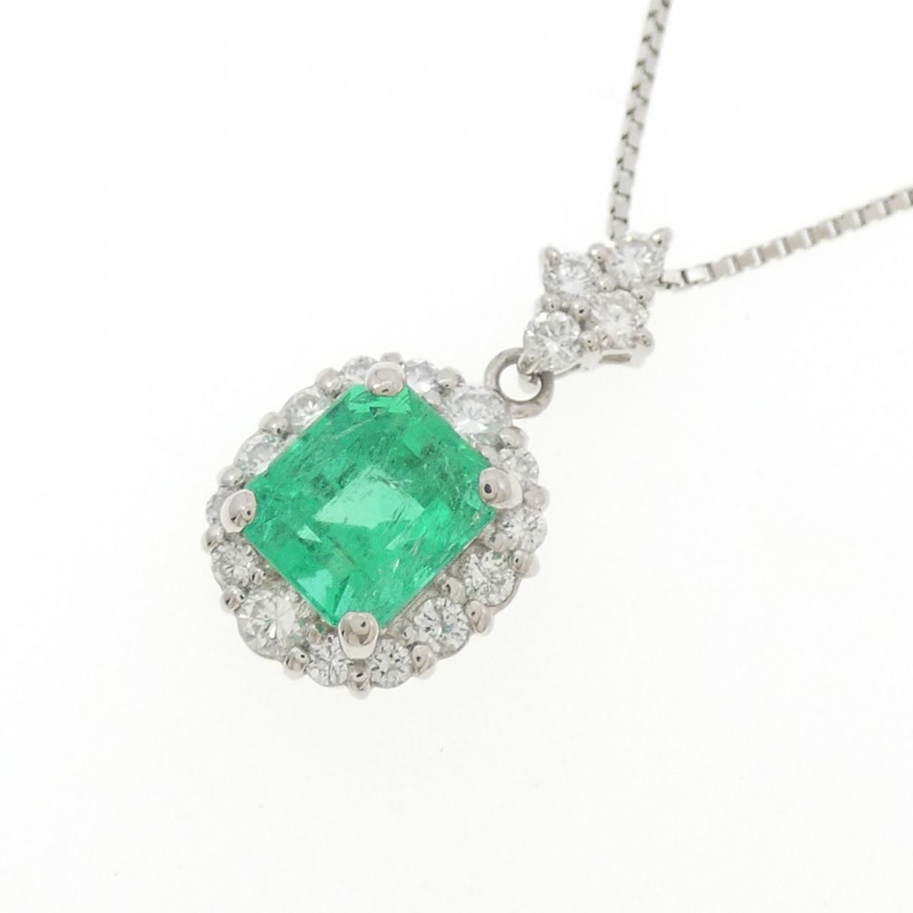  PT 900 850 エメラルド ネックレス 1.28 CT ネックレス アクセサリー