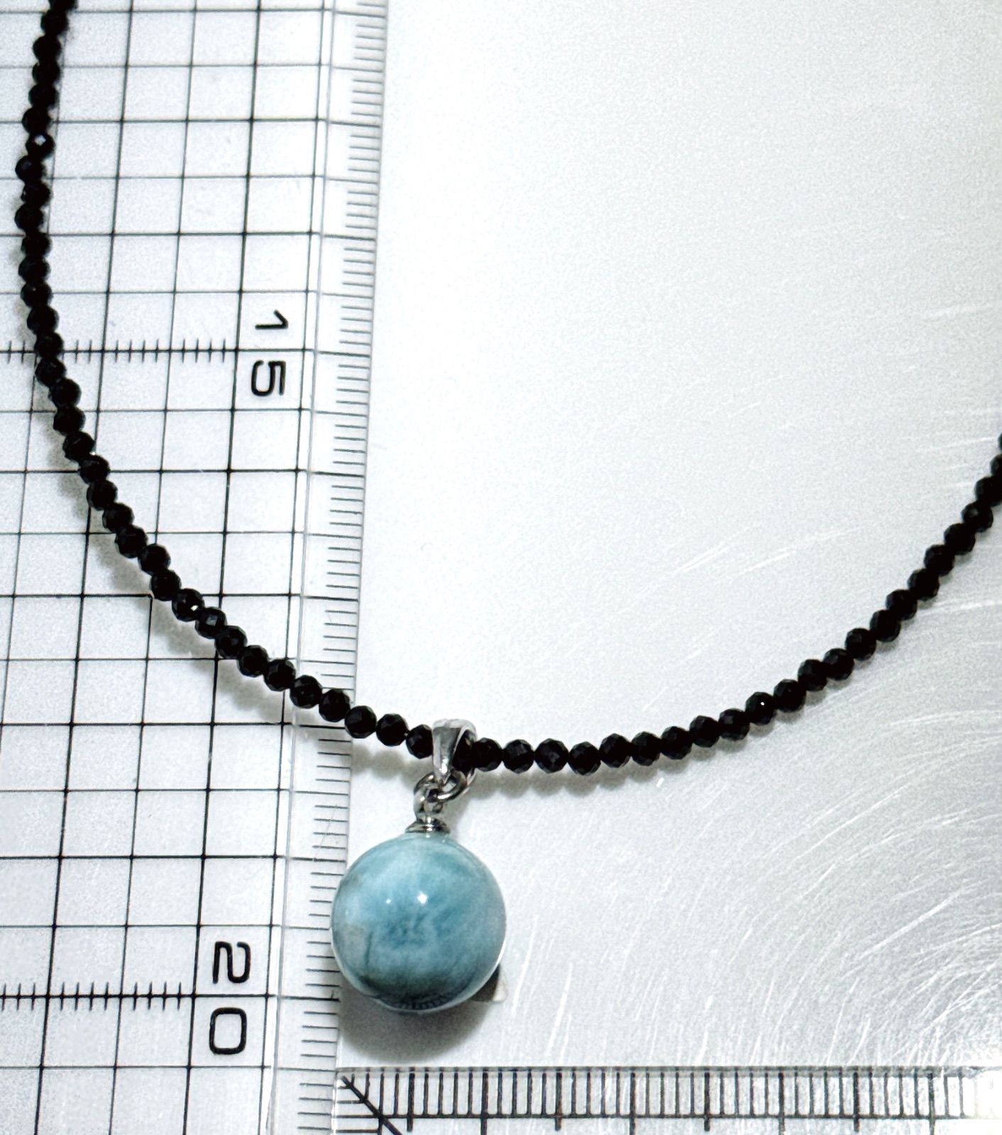 ラリマーペンダントブラックスピネルネックレスNO25-2490 - メルカリ