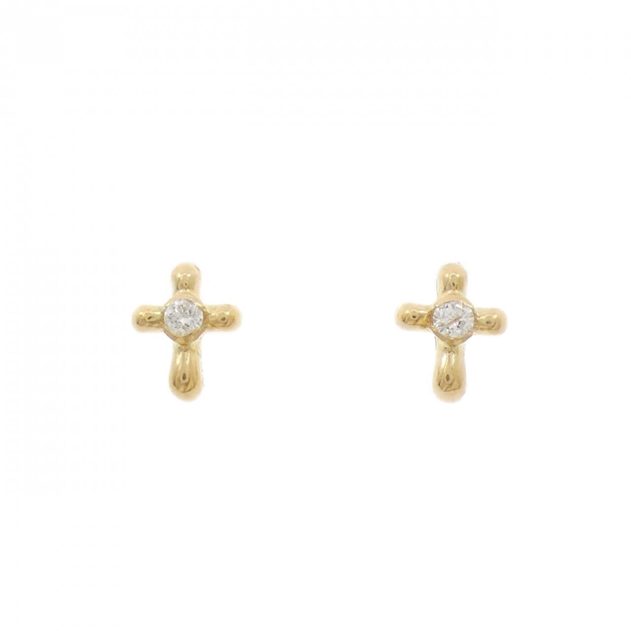 K 18 YG クロス ダイヤモンド ピアス 0 06 CT