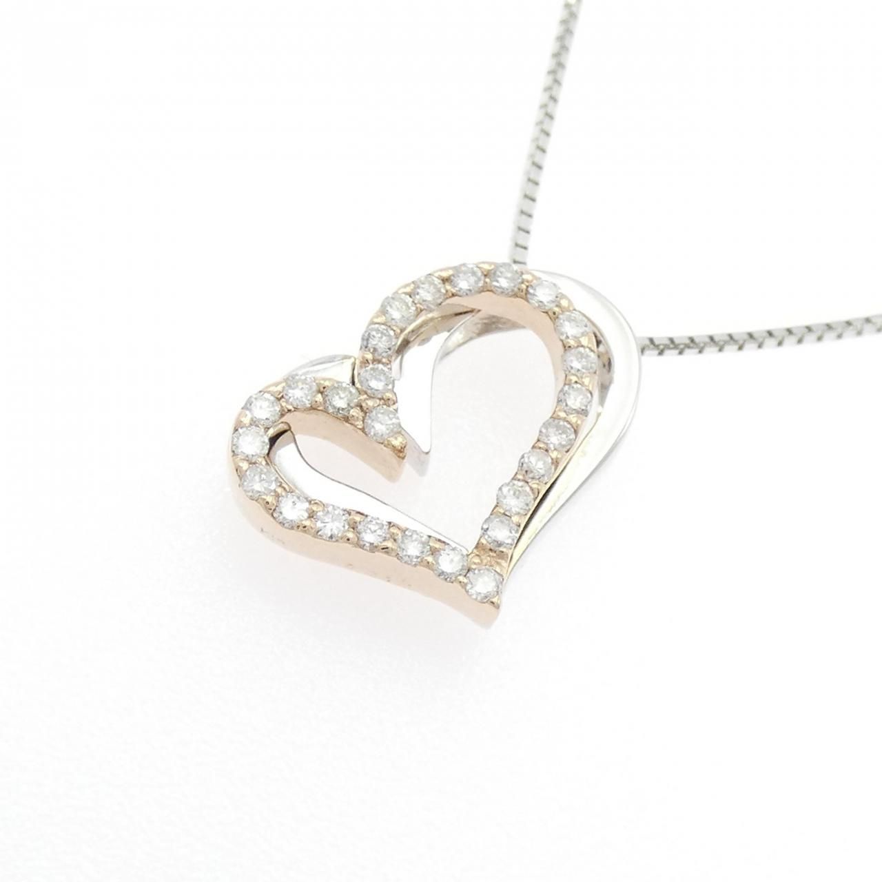  K 18 PG WG ハート ダイヤモンド ネックレス 0.21 CT ネックレス アクセサリー