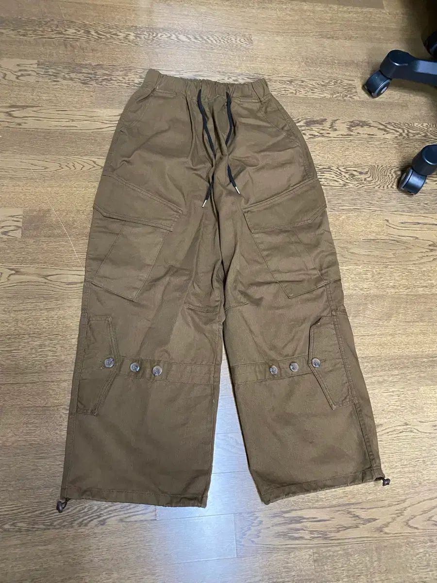 MYピープル カーキ ブラウン カーゴ ワイド パンツ os