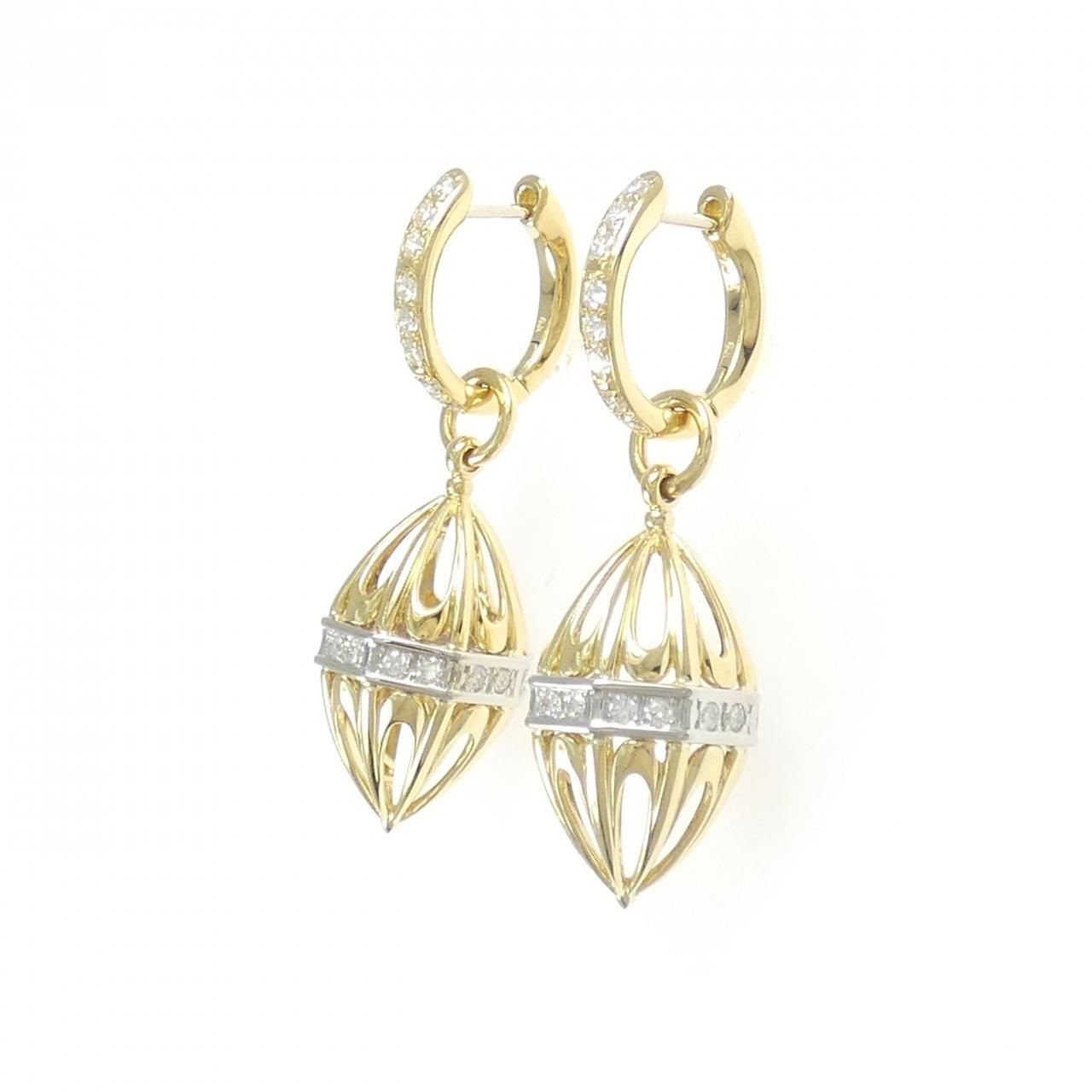 K 18 YG PT 900 2 WAY ダイヤモンド ピアス 0.60 CT