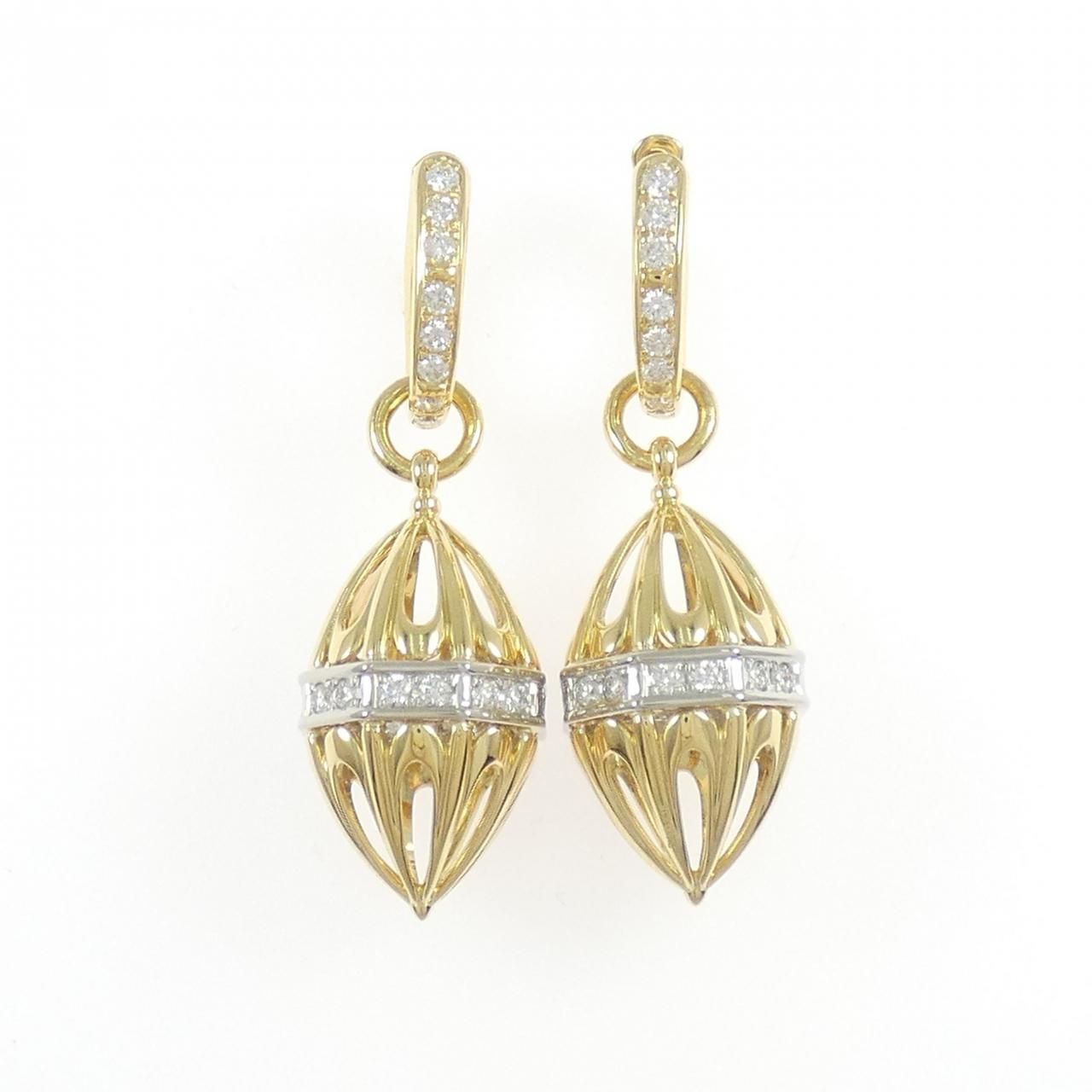 K 18 YG PT 900 2 WAY ダイヤモンド ピアス 0 60 CT