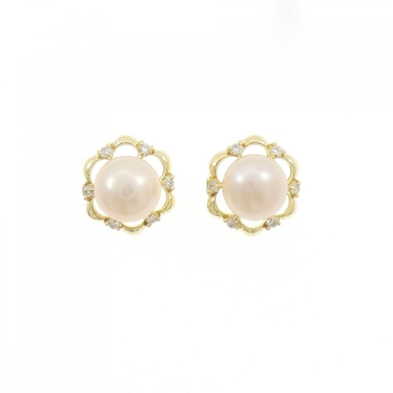 K 18 YG 淡水パール ピアス 7 5 mm