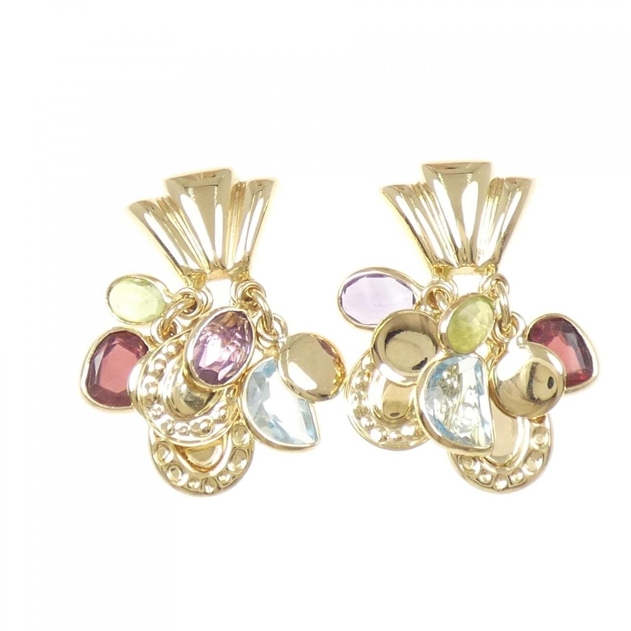 750 YG カラーストーン ピアス