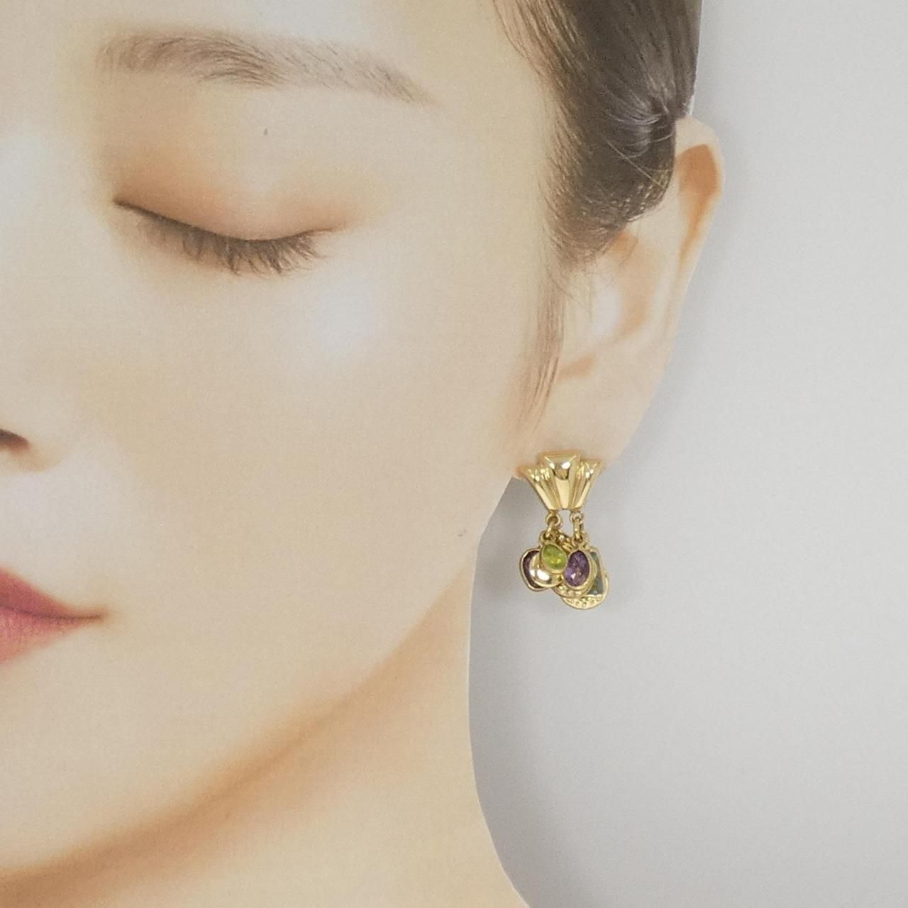  750 YG ストーン ピアス イヤリング アクセサリー