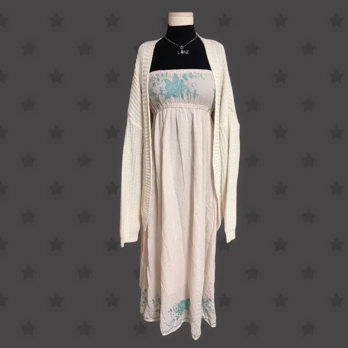 白ウィンター フェアリー ピンタクル タートルネック カーディガン 必須アイテム 日本 コーディネートセット