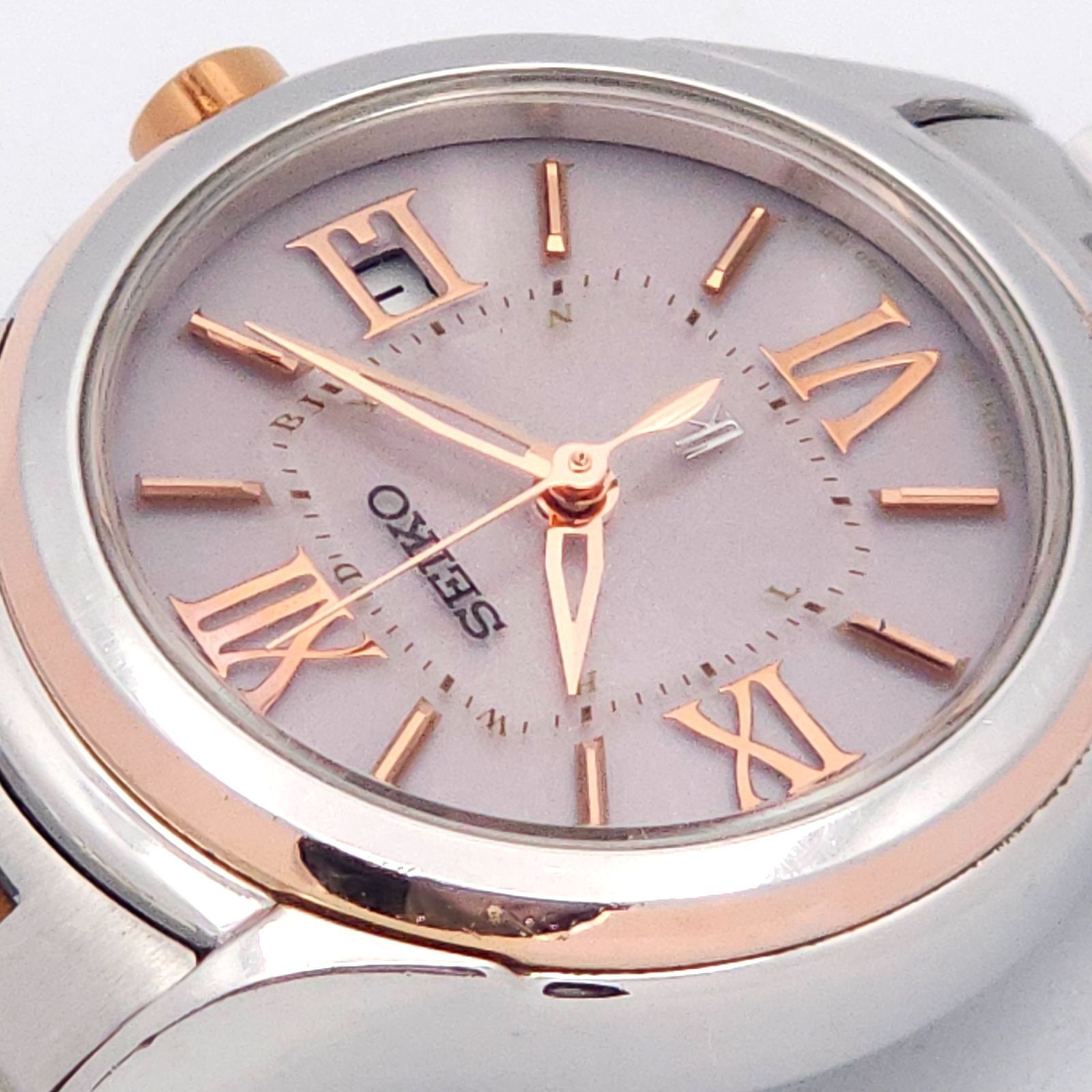 [美品]セイコー ルキア 電波 ソーラー1B22-0AZ0 SEIKO 1円 タフソーラー セイコー ルキア 1B22-0AP0 シルバー文字盤 デイト