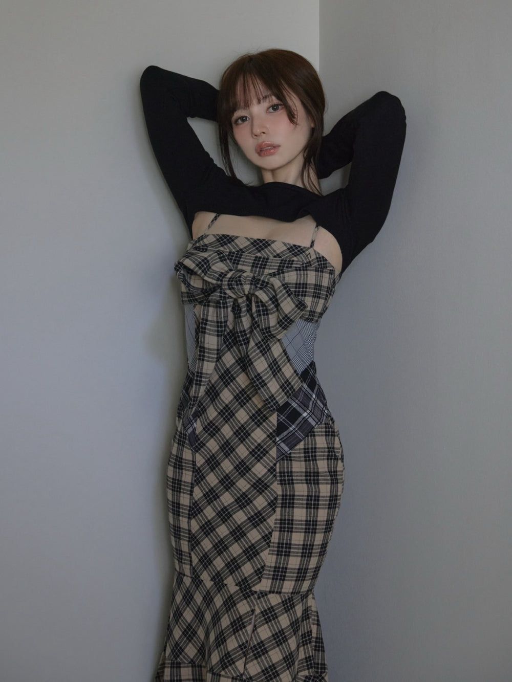 ANDMARY Juni check dress BLACK S - メルカリ