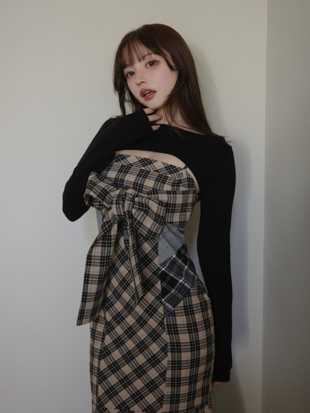 【andmary】【新品未使用】Juni check dress S black ANDMARY Juni check dress BLACK S - メルカリ