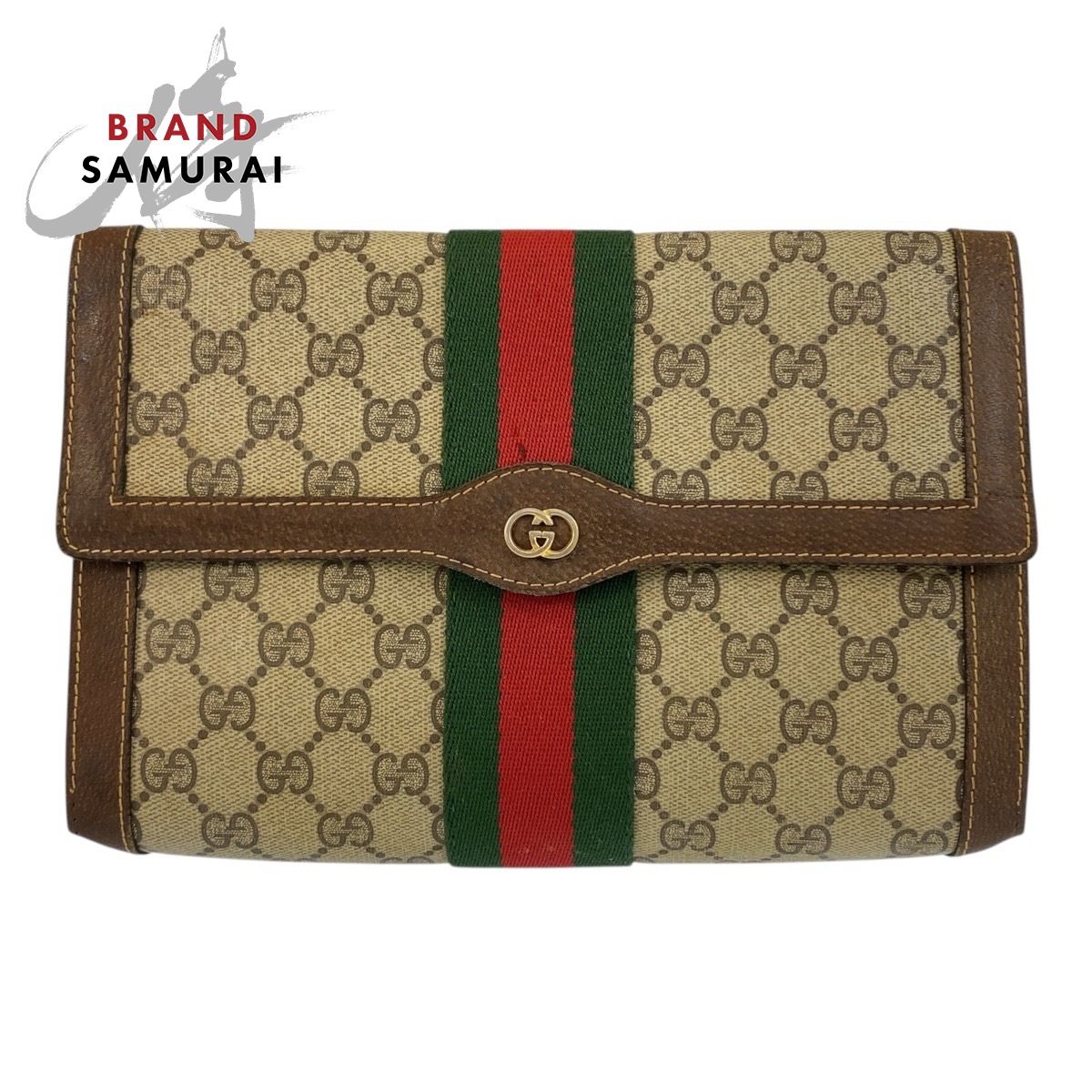 ✨美品✨GUCCI GG シェリーライン クラッチバッグ ブラウン ベージュ メンズ GUCCI グッチ ヴィンテージ シェリーライン ベージュ ブラウン