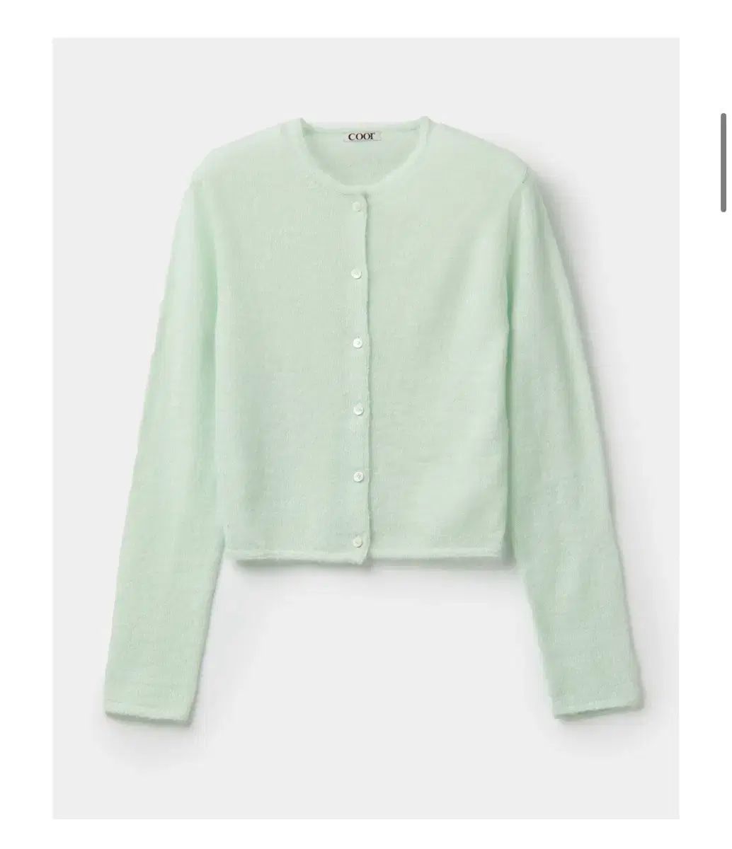 COOR クアーウィメンズ ヘアリー アルパカ クロップド カーディガン ペイルグリーン