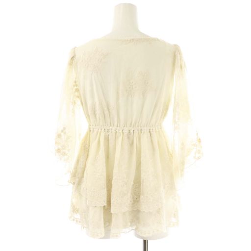 スナイデル SNIDEL 25 SS エンブロイダリーチュニックブラウス 五分袖 プルオーバー F アイボリー NR OS SH