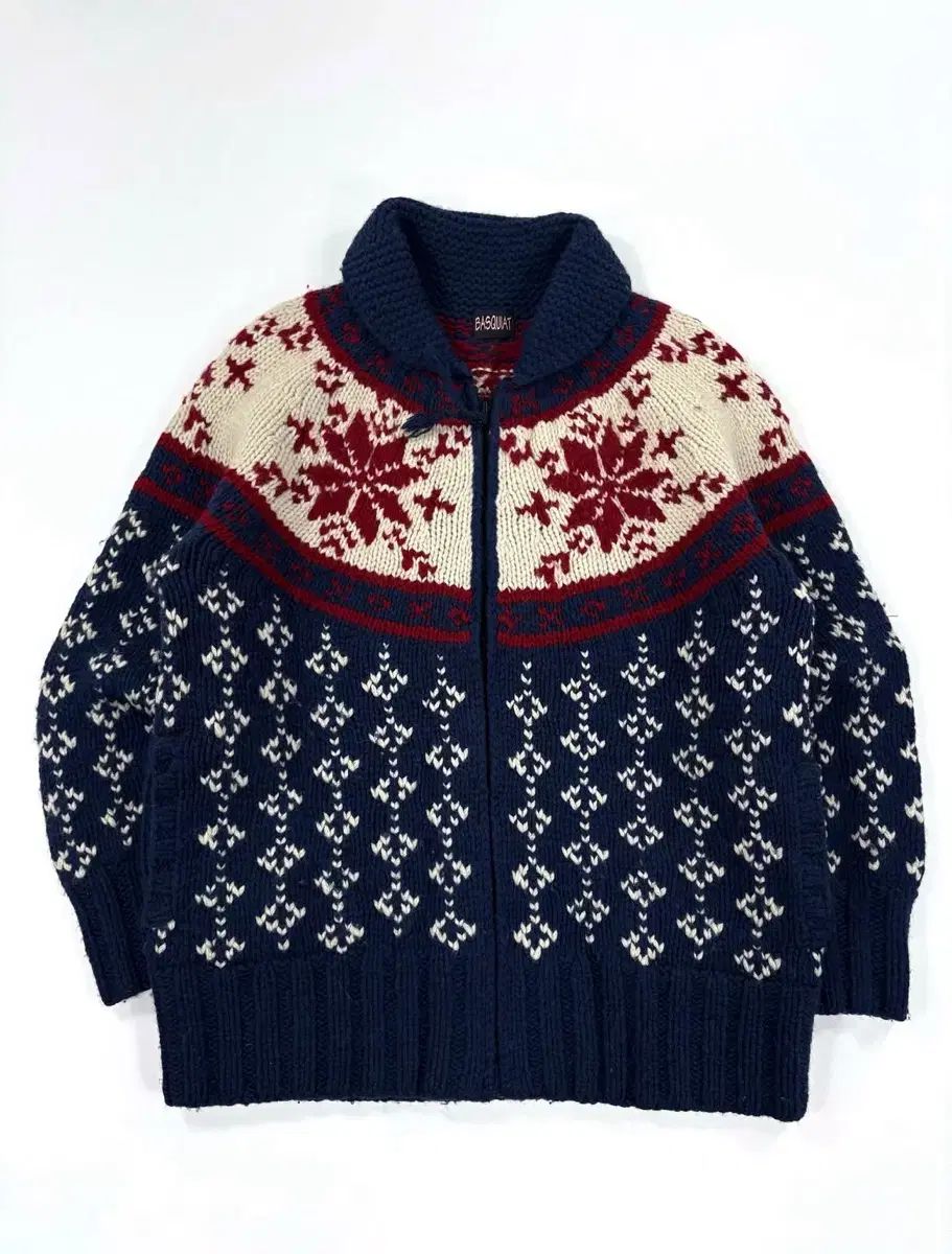 ヴィンテージ ノルディック ウール カウチン ジップアップ ニット