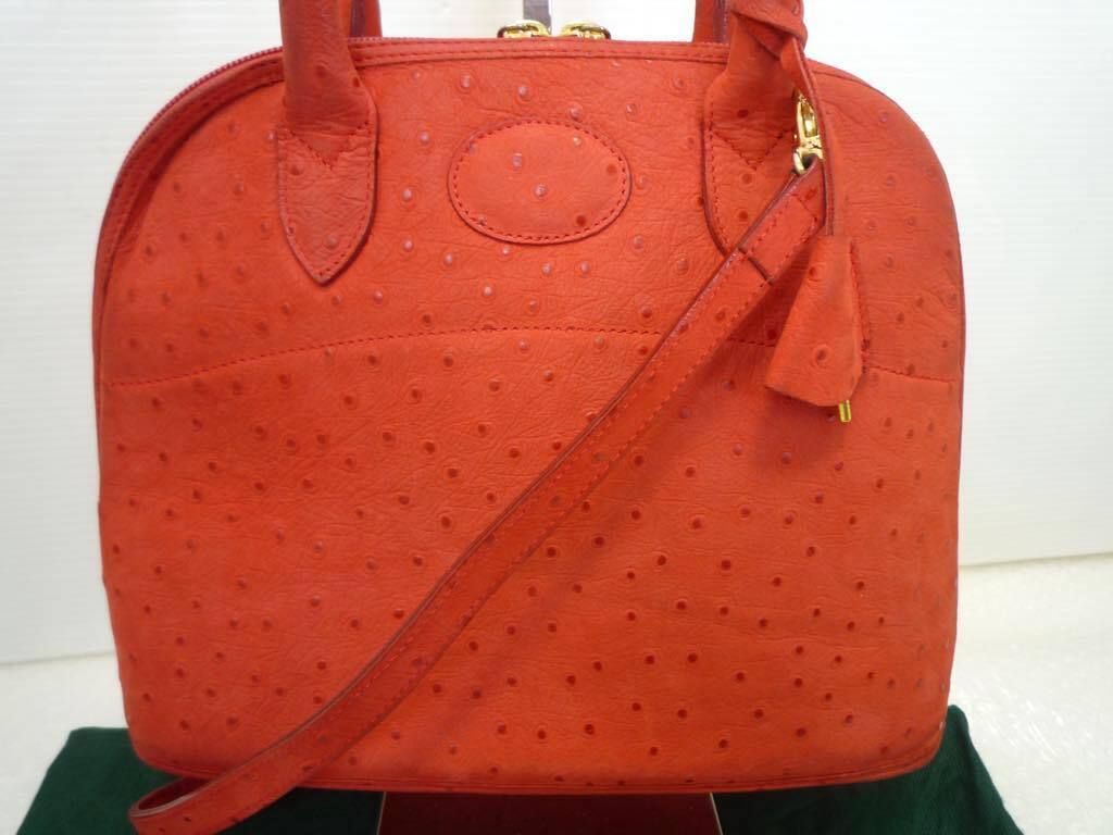 激 オーストリッチ レザー ジャン ミッシェル ヌーボー ショルダー ハンドバッグ 本革 ダチョウ 革 上質 エレガント 袋