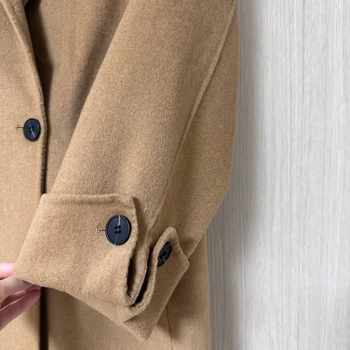 ルーアートルーム ウール100 ハンドメイドロングコート キャメル