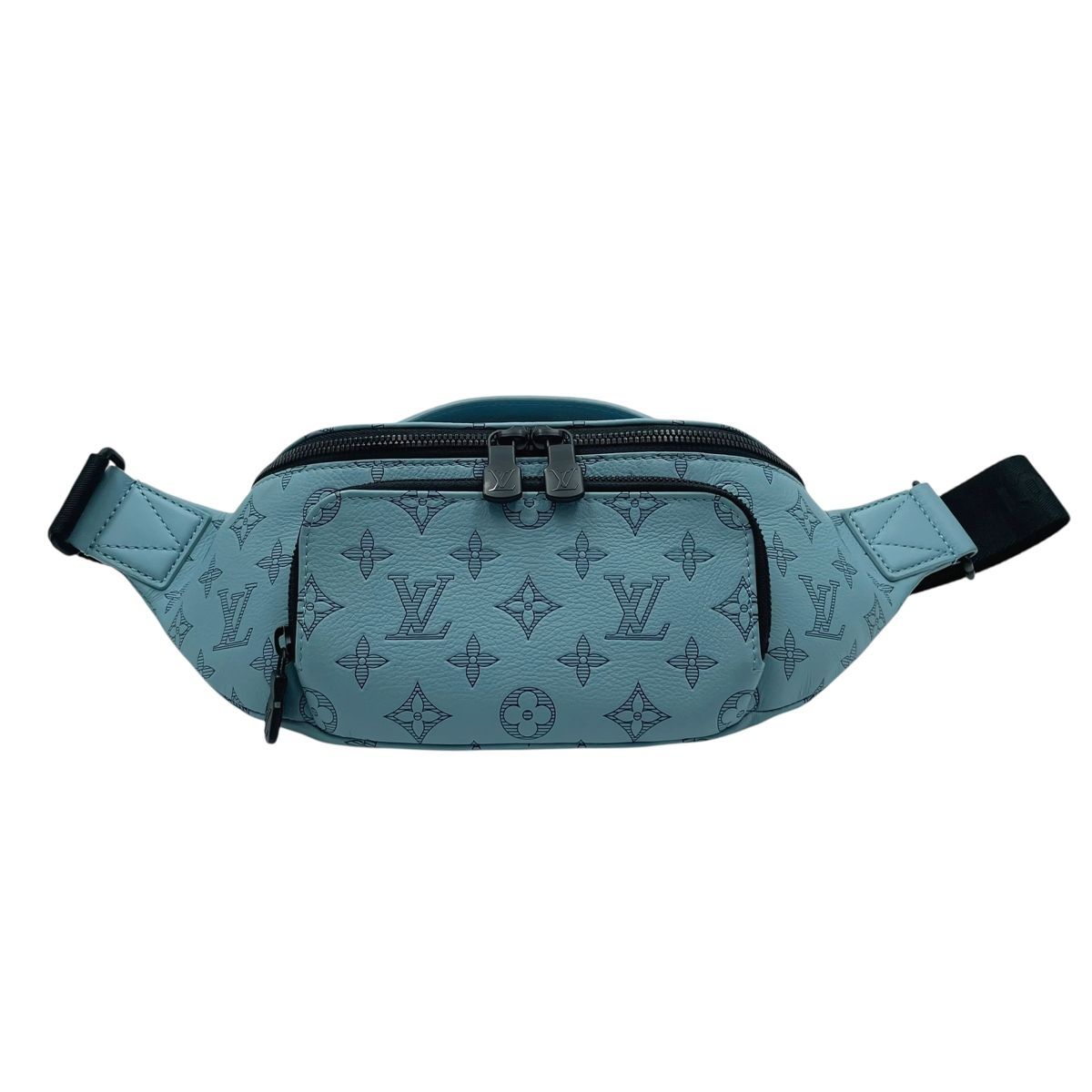 LOUIS VUITTON ルイ ヴィトン ラッシュ バムバッグ M 14782 モノグラム･シャドウ カーフレザー ブルー メンズ スリングバッグ RD