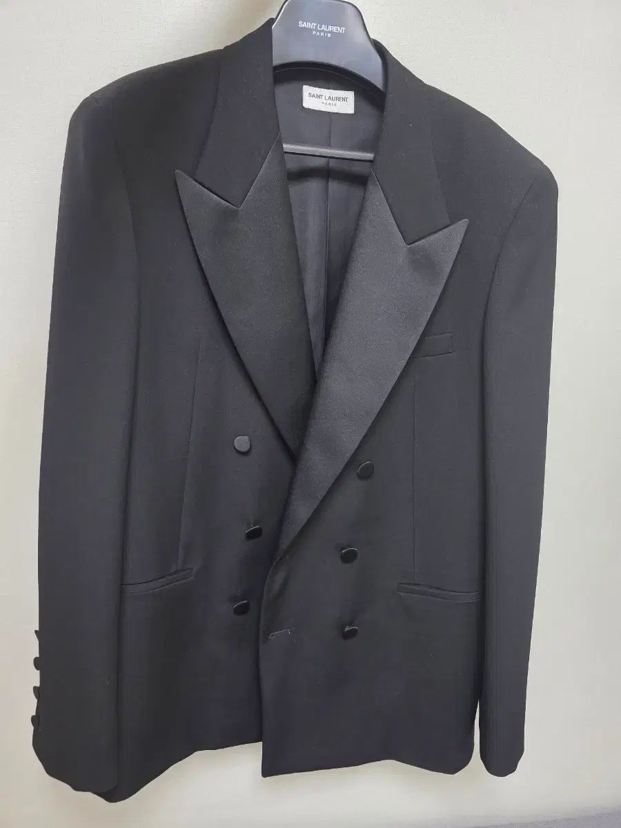 23 fw Saint Laurent サンローラン ダブルブレスト シャーリング タック ブレーザー