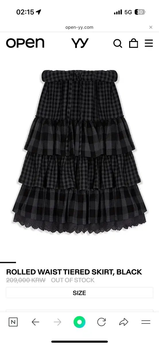 オープンワイワイ ROLLED WAIST TIERED SKIRT BLACK
