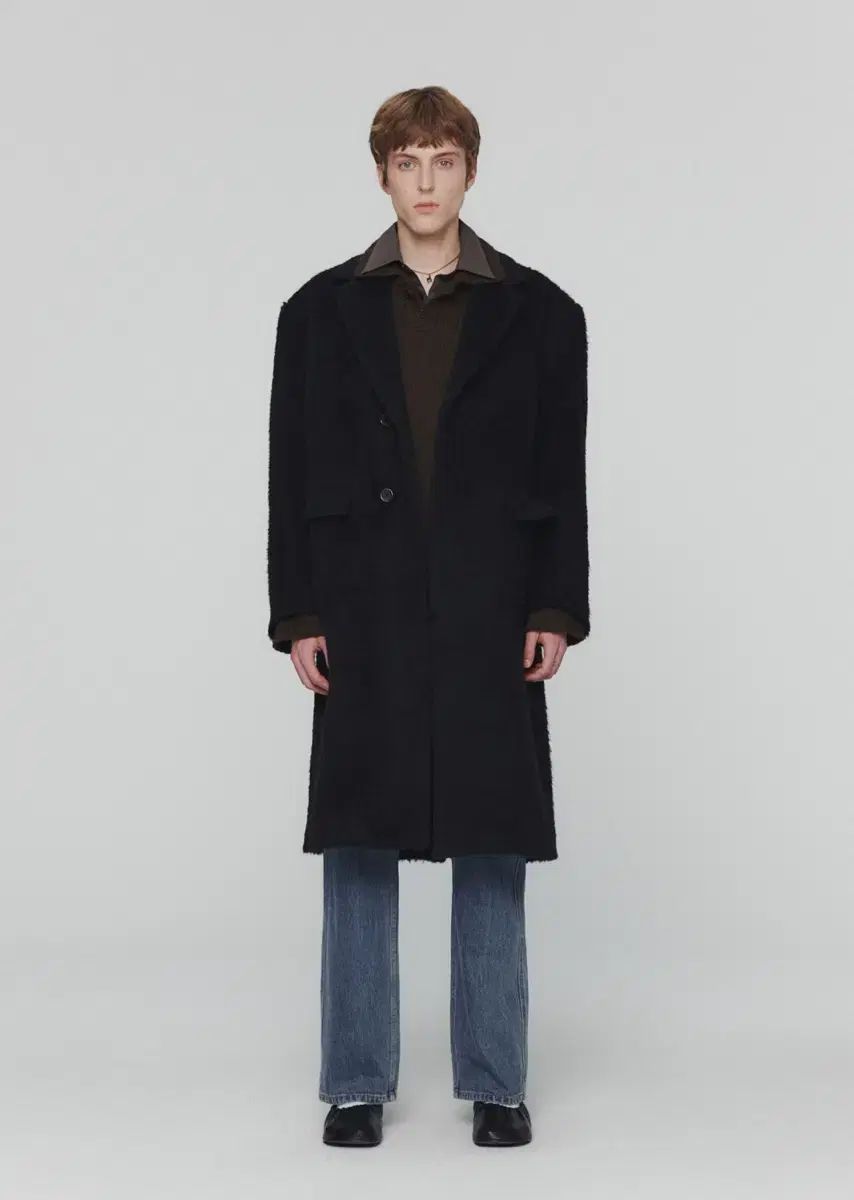 AMOMENTO アモーメント ヘアリー ロング コート ブラック L