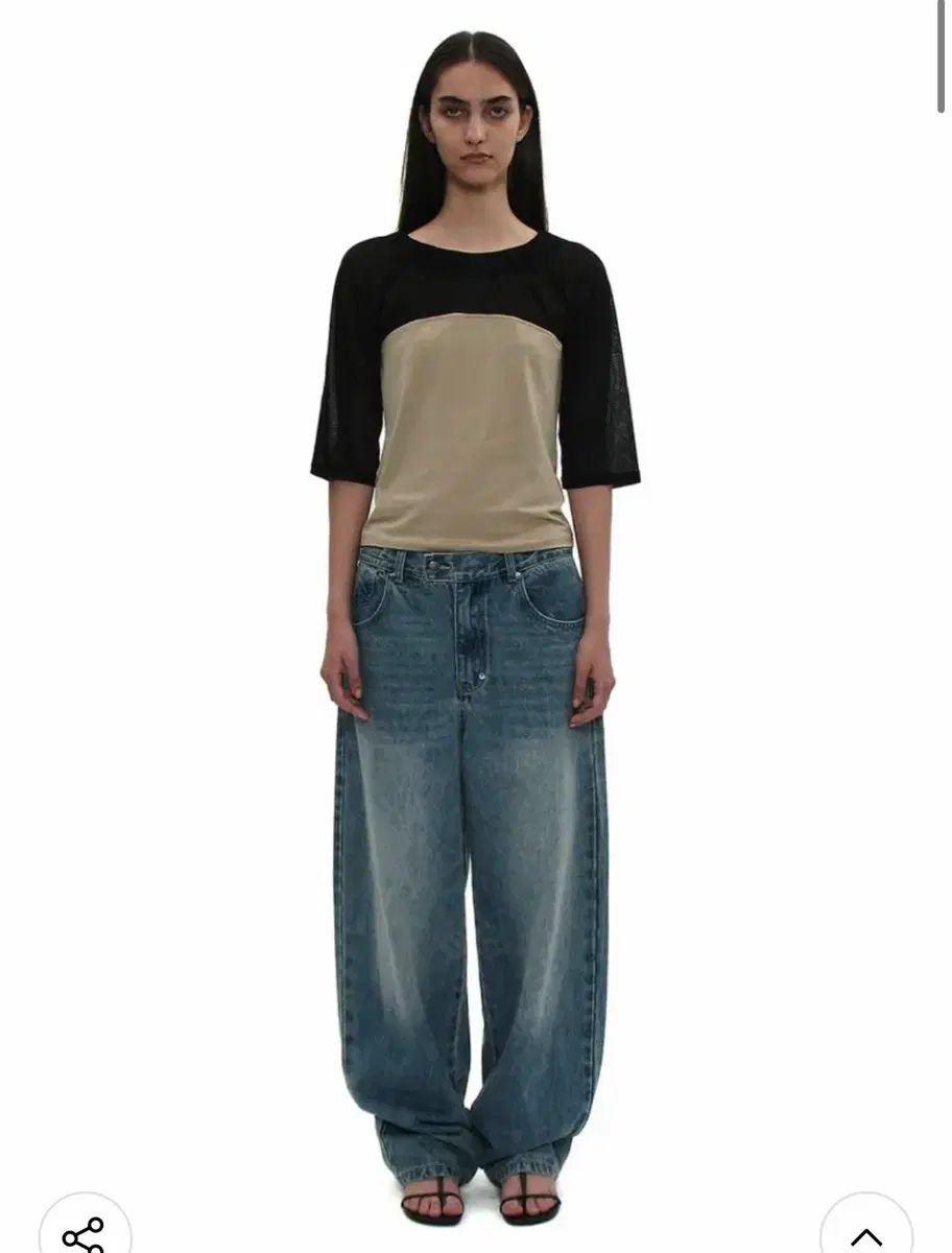 PARTIMENTO ウィメンズ シンチバック ラウンド ジーン ミッド ブルー M