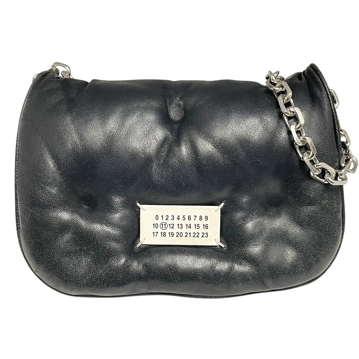 Maison Margiela メゾンマルジェラ グラムスラム フラップスモールバッグ 黒 フルグレインナッパレザー チェーンショルダー クロスボディ MK